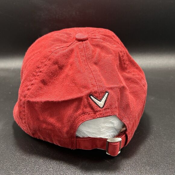 Callaway Golf Hat Unisex Solid Red Adjustable Strap Embroidered 100% Cotton Used - Picture 4 of 7